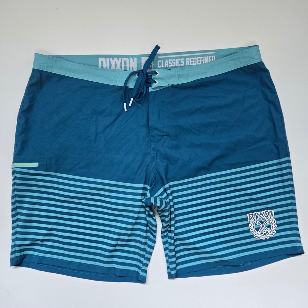 Dixxon Flannel Co. Board Shorts Mens 46 Blue Striped Swim Trunks Surf Beachwear‎